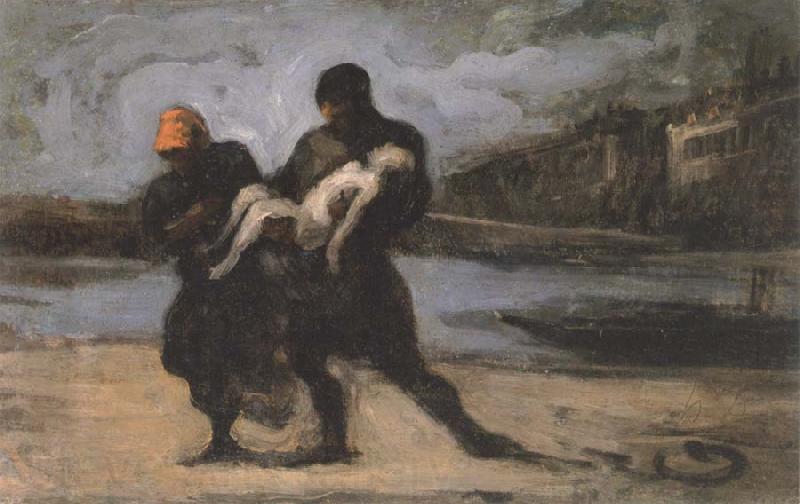 Honore Daumier the rescue Norge oil painting art